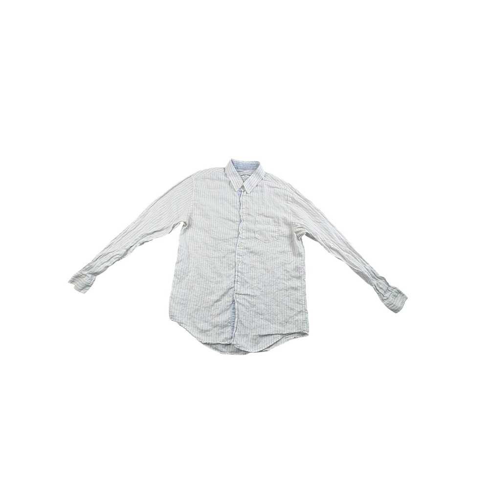 Jacobs &‎ Jacobs Slim Fit Linen Blend Stripe Button Shirt Mens XL Blue White